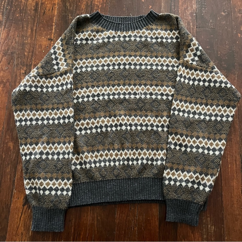 SHEIN Drop Shoulder Argyle Pattern Pullover Sweater Fall Winter Multicolor Women